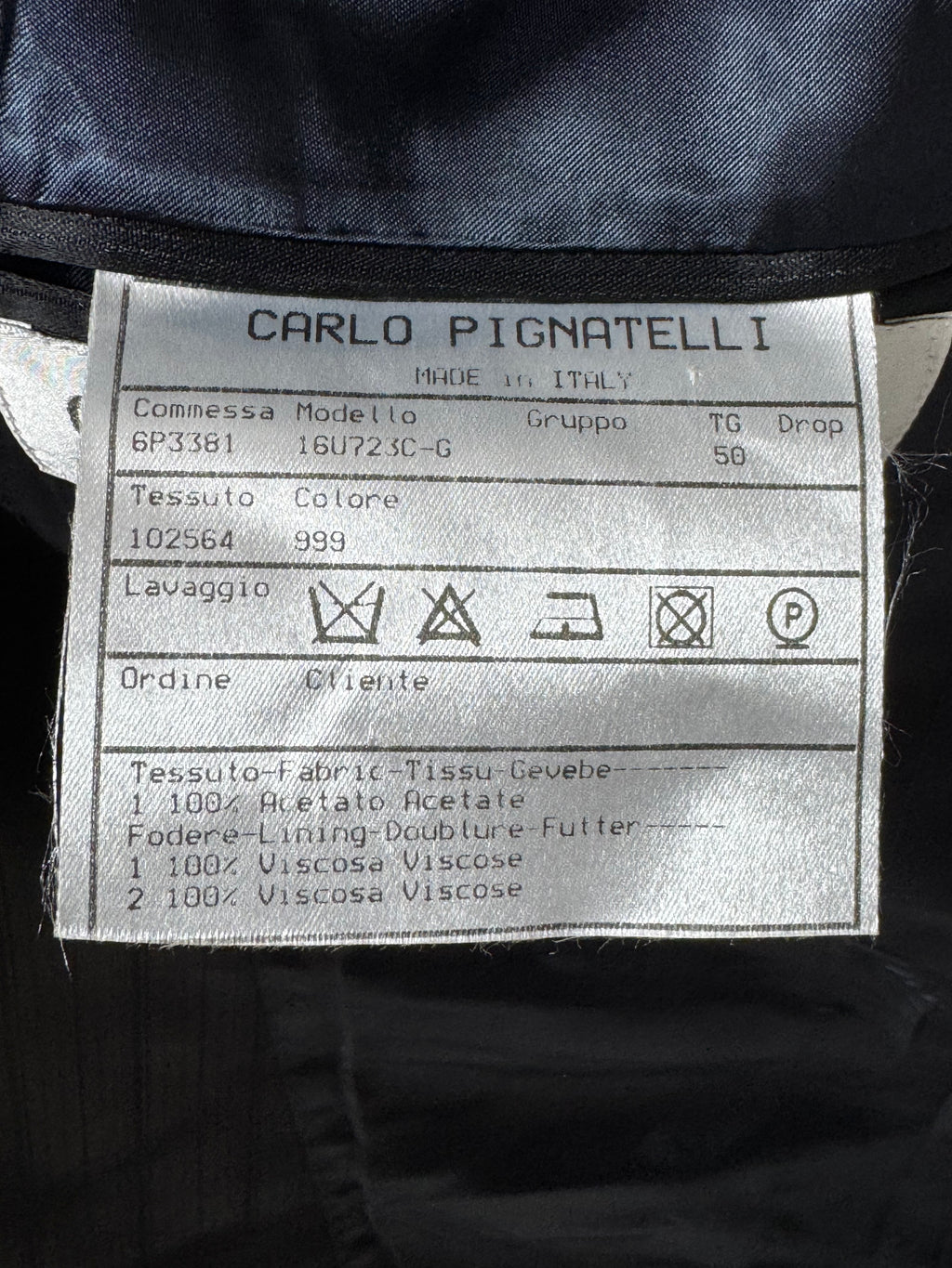 Giacca Carlo Pignatelli Cerimonia Nera Gessata Lucida Elegante Uomo Taglia 50