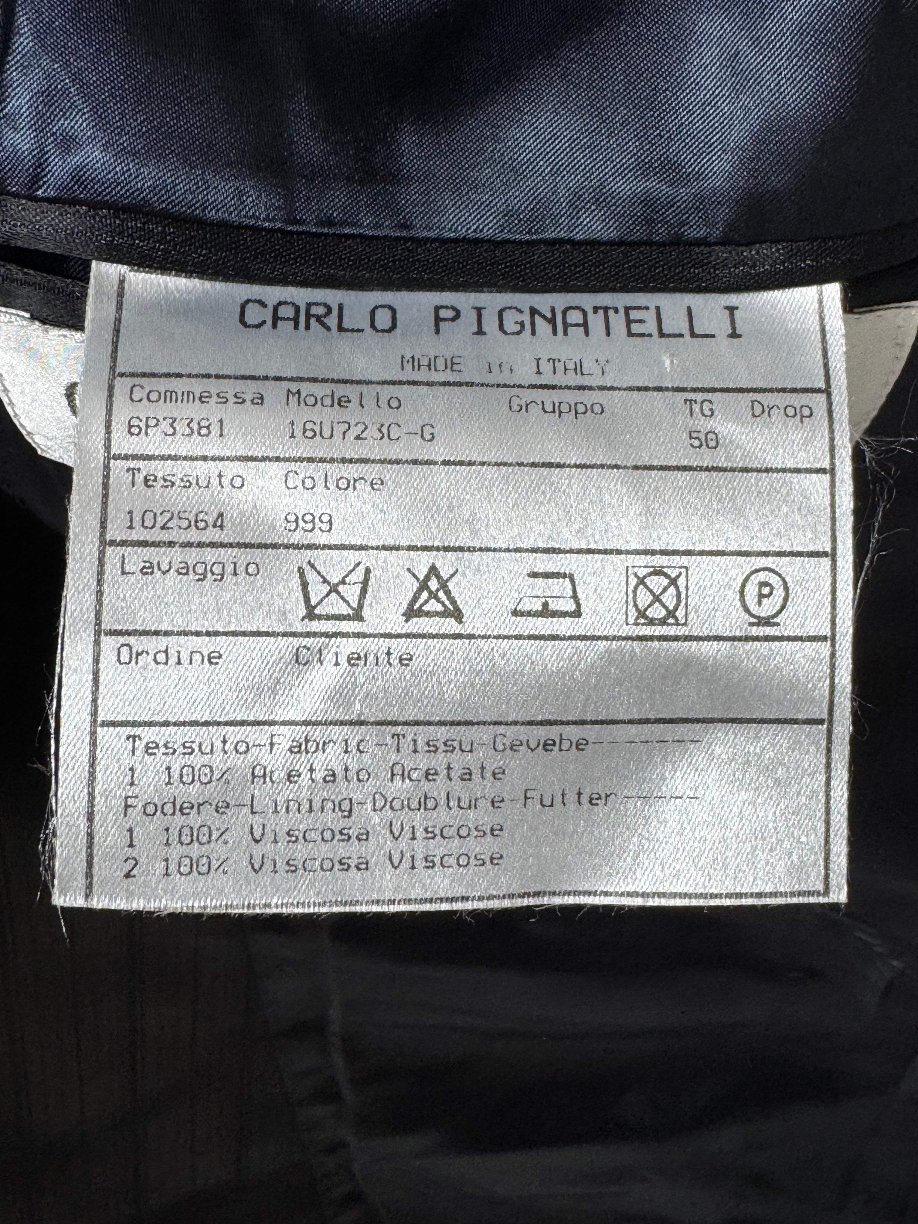 Giacca Carlo Pignatelli Cerimonia Nera Gessata Lucida Elegante Uomo Taglia 50