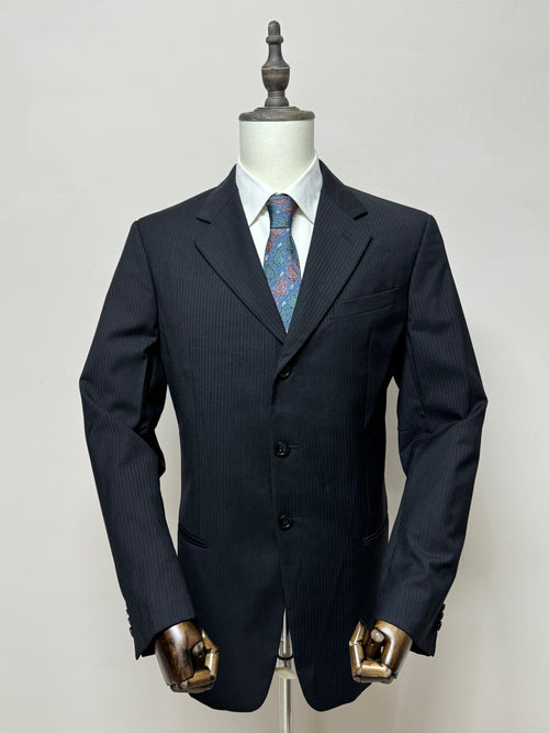 Armani Collezioni Giacca Uomo Nera Gessata Elegante Taglia 52 Made in Italy