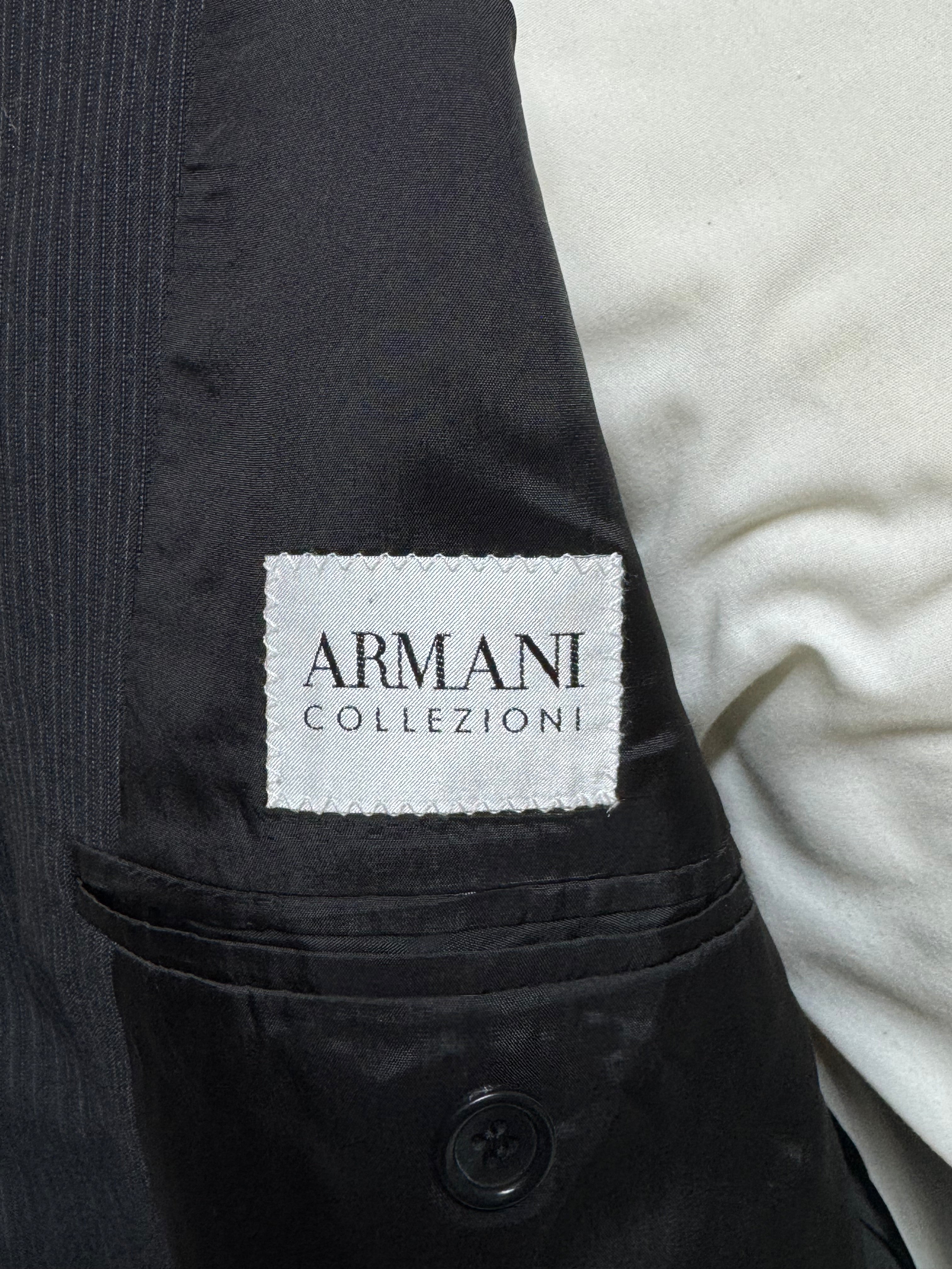 Armani Collezioni Giacca Uomo Nera Gessata Elegante Taglia 52 Made in Italy