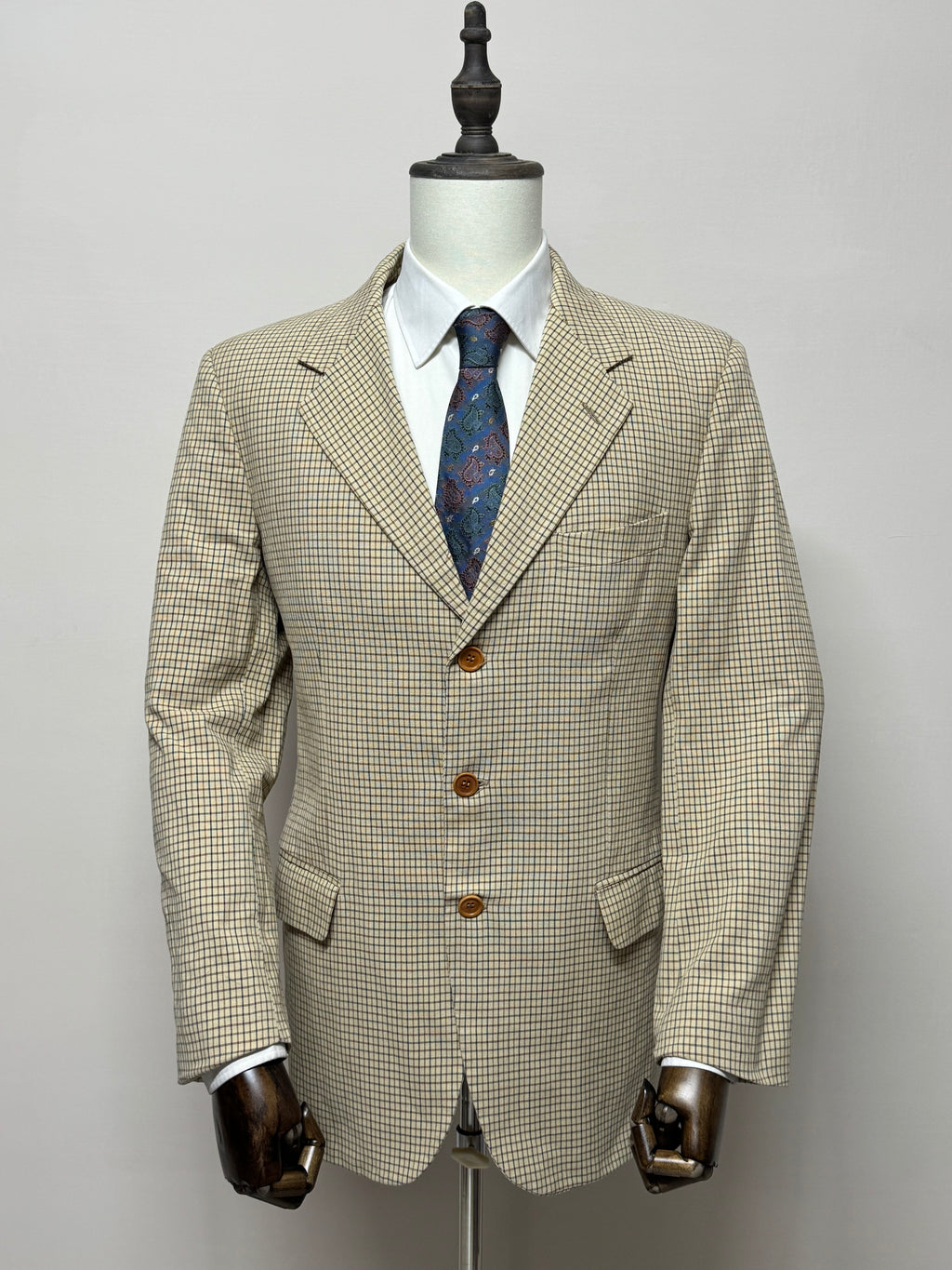 Boggi Giacca Uomo Beige Quadri Cotone Made in Italy Taglia 52 Elegante Casual