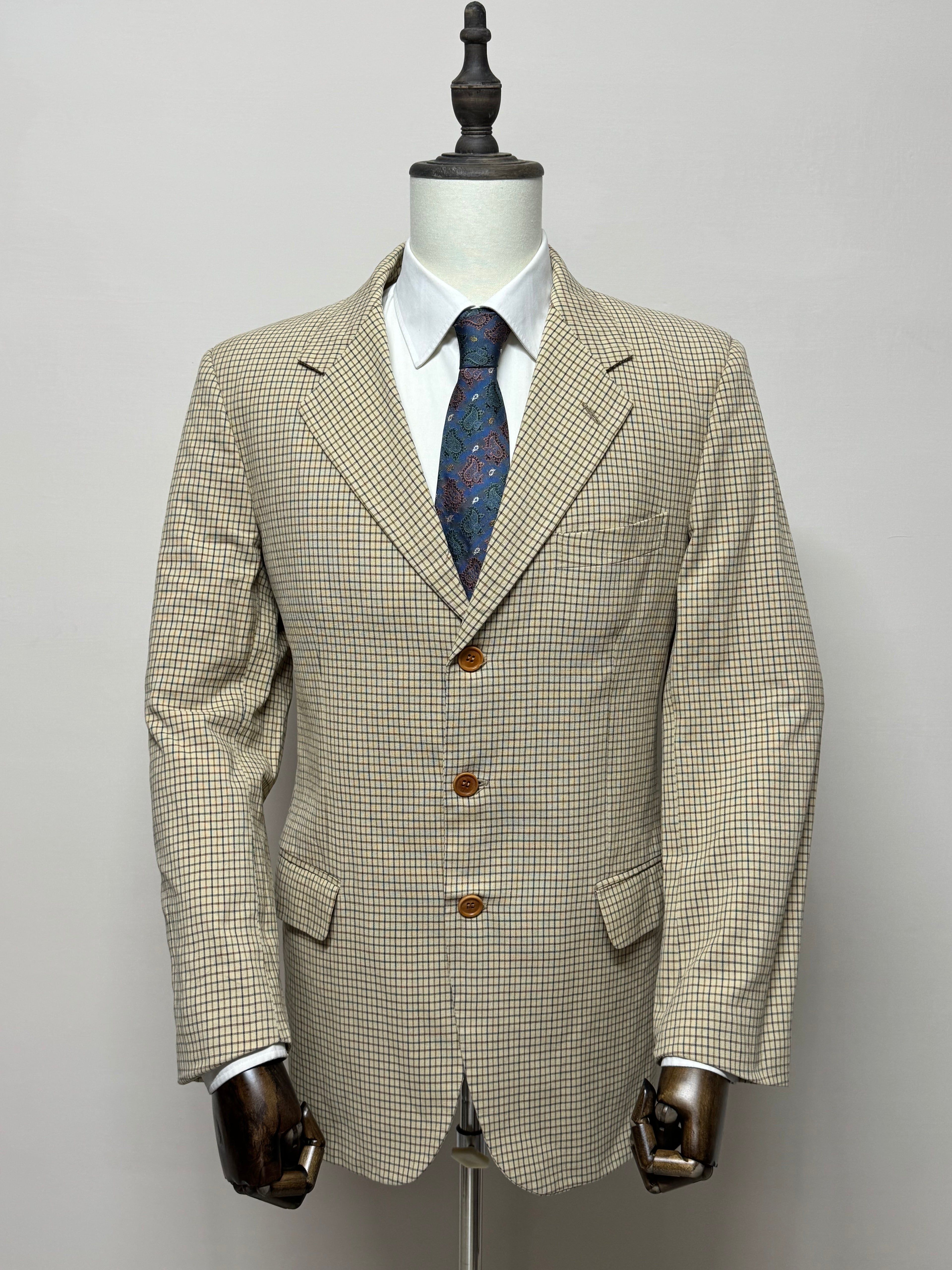 Boggi Giacca Uomo Beige Quadri Cotone Made in Italy Taglia 52 Elegante Casual