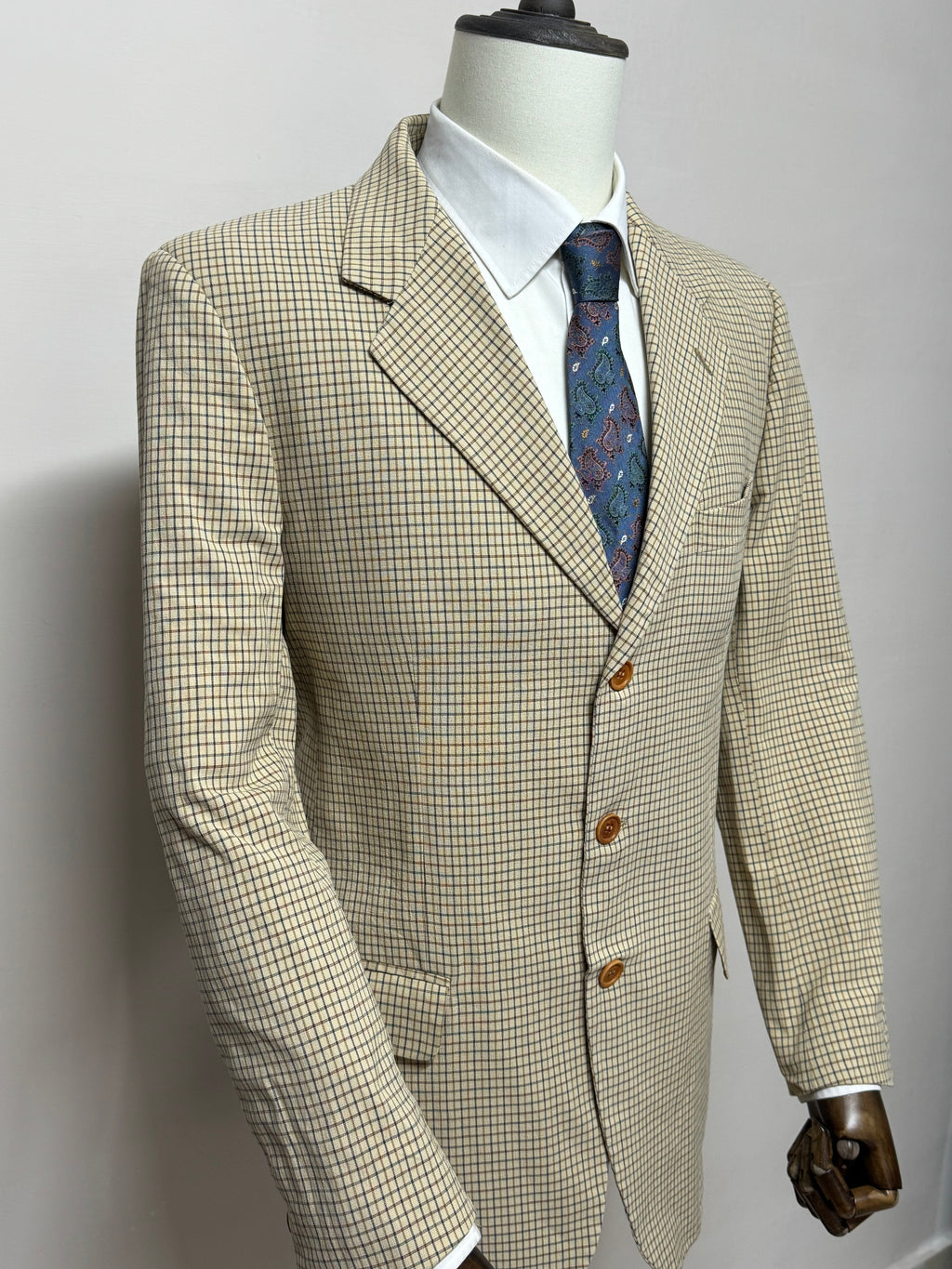Boggi Giacca Uomo Beige Quadri Cotone Made in Italy Taglia 52 Elegante Casual