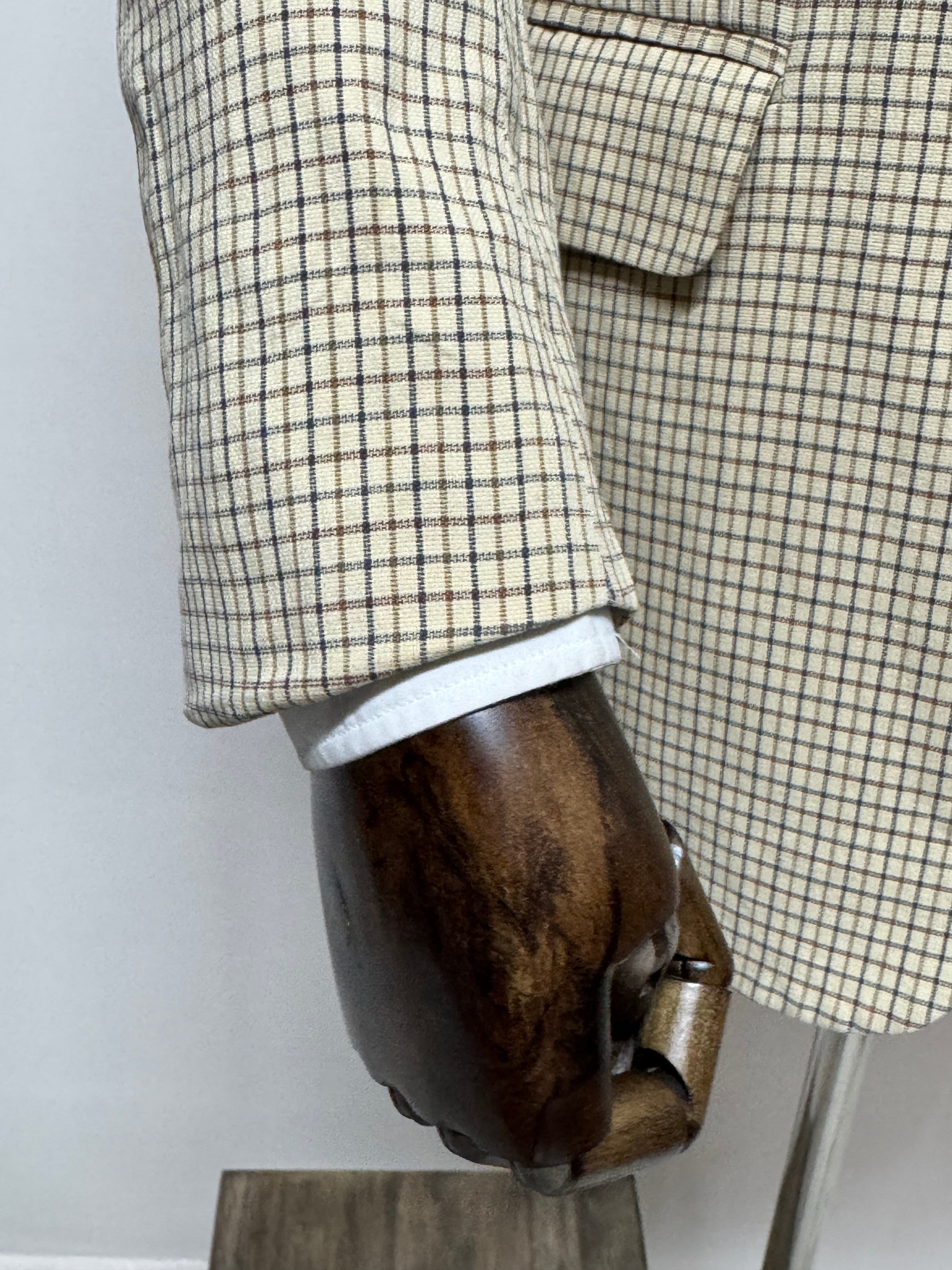 Boggi Giacca Uomo Beige Quadri Cotone Made in Italy Taglia 52 Elegante Casual