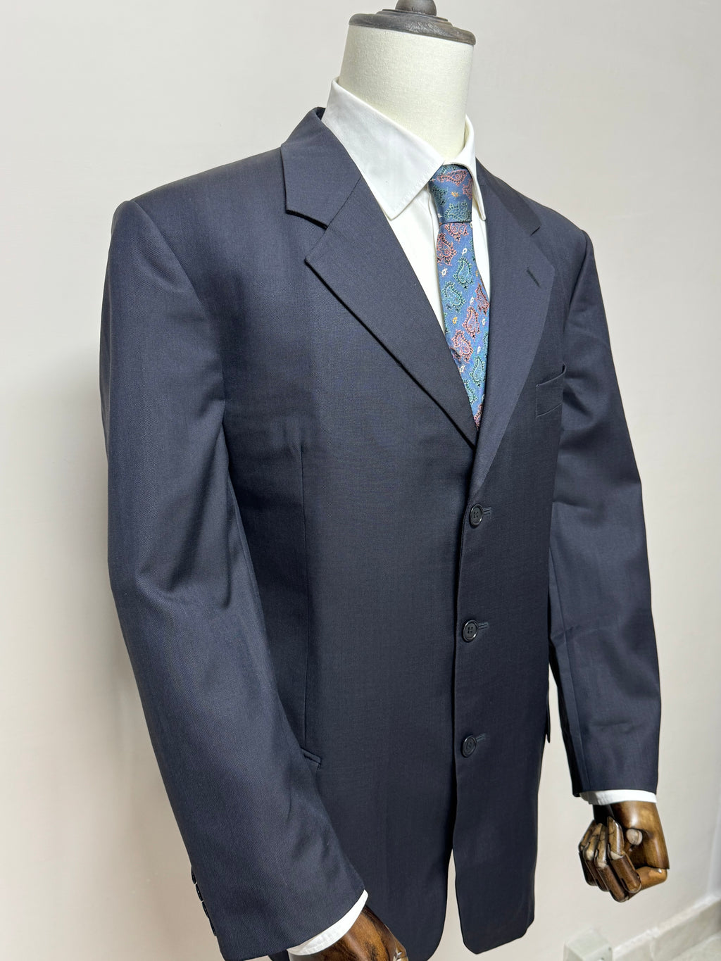 Valentino Uomo Giacca Blazer Blu Navy Super 100's Elegante Taglia 56 Made in Italy