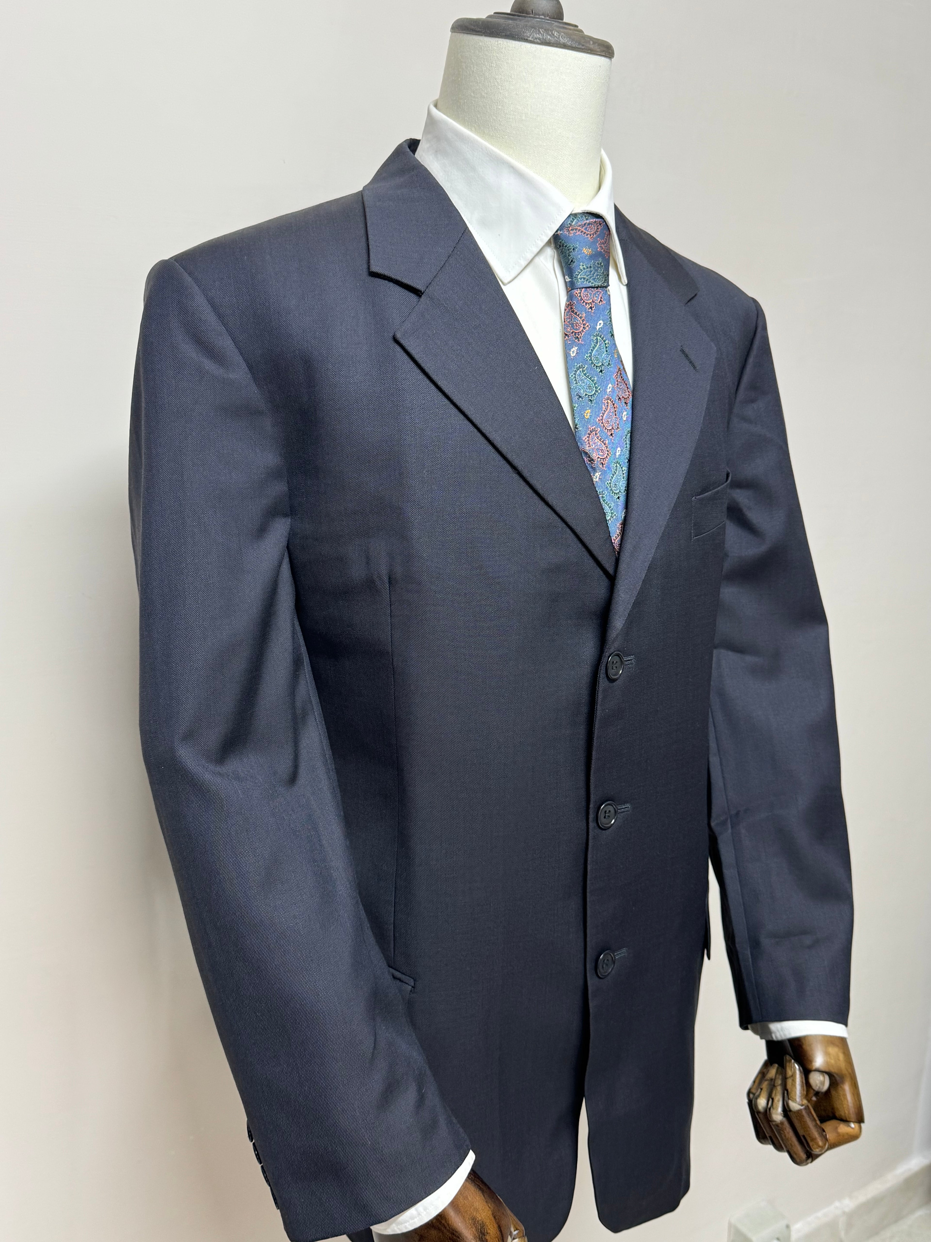 Valentino Uomo Giacca Blazer Blu Navy Super 100's Elegante Taglia 56 Made in Italy