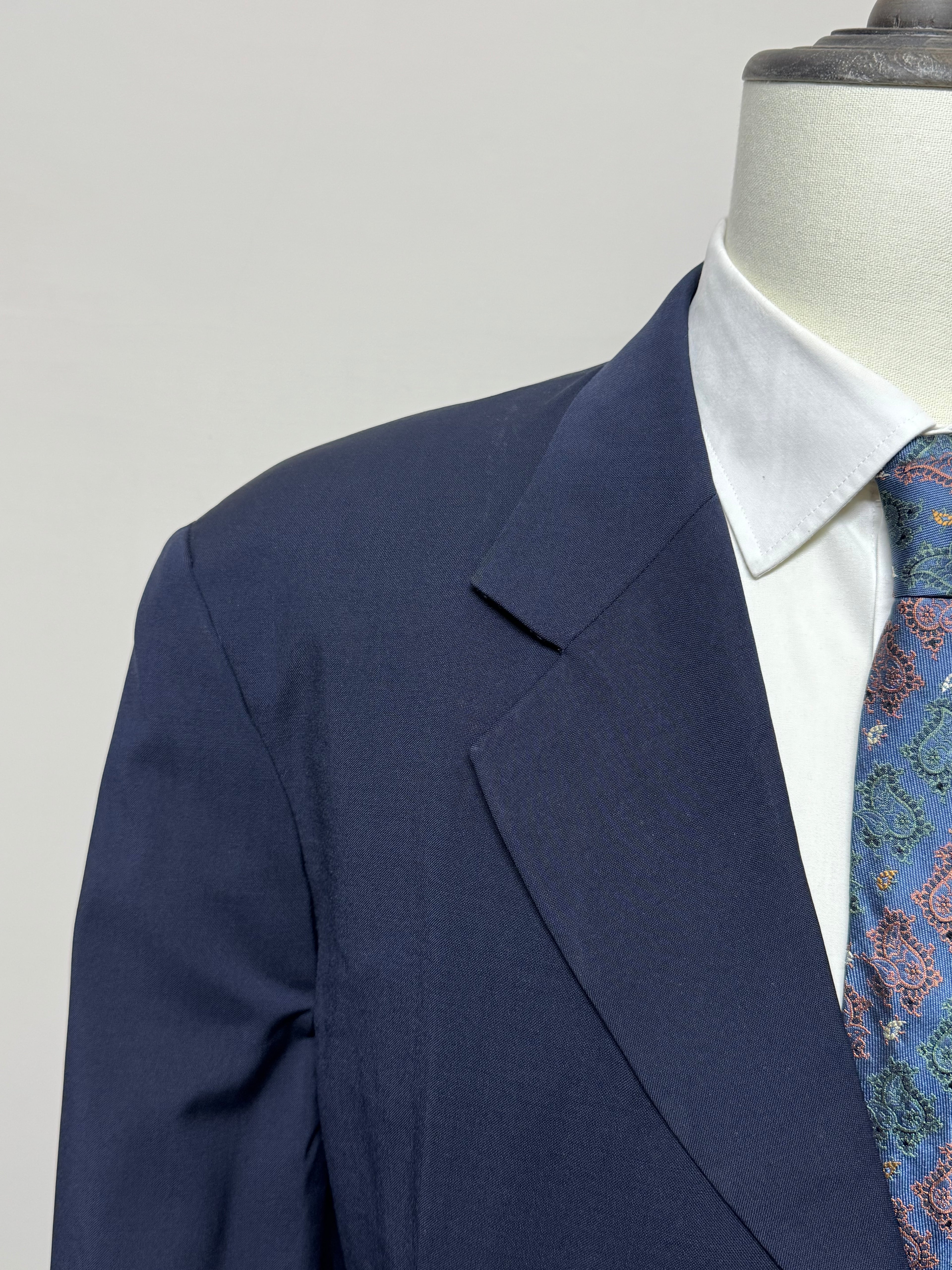 Giacca Uomo Valentino Uomo Blu Navy Pura Lana Vergine Taglia 56 Sartoriale Vintage