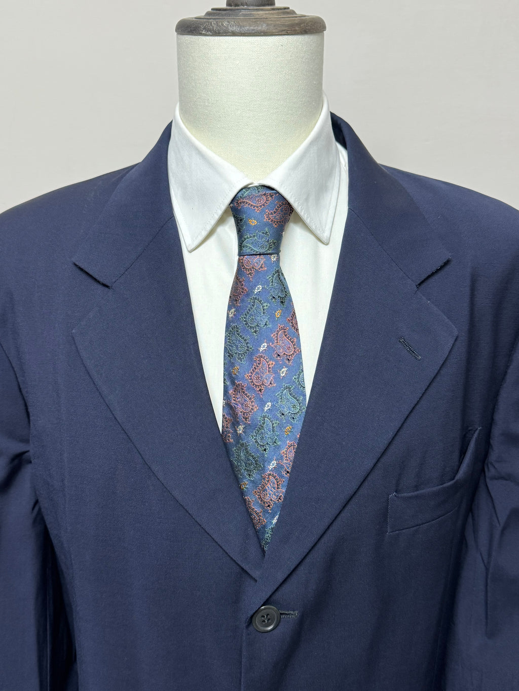 Giacca Uomo Valentino Uomo Blu Navy Pura Lana Vergine Taglia 56 Sartoriale Vintage
