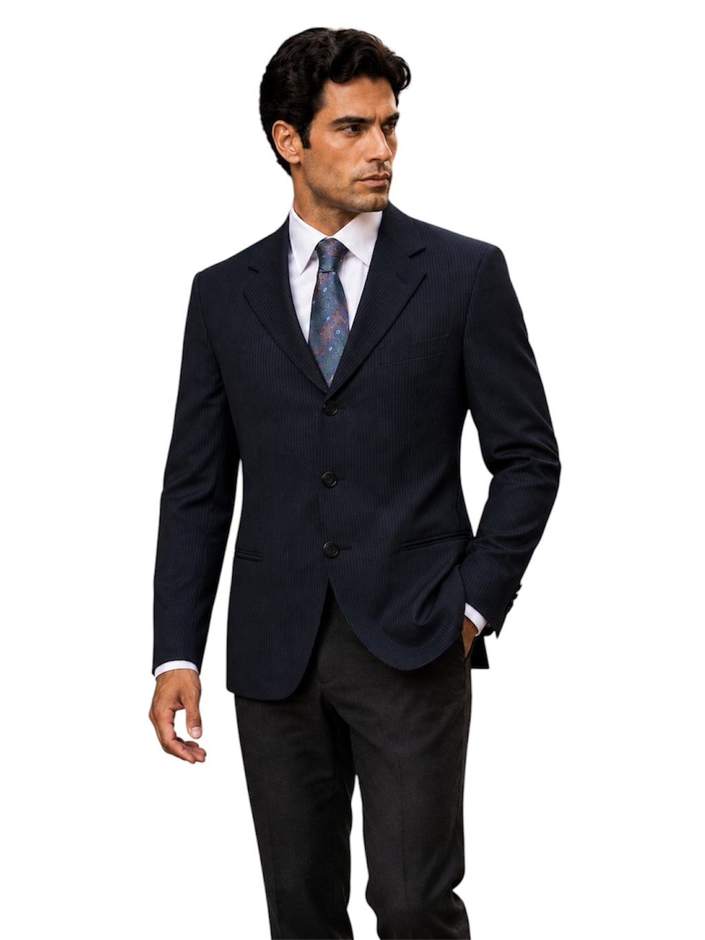 Armani Collezioni Giacca Uomo Nera Gessata Elegante Taglia 52 Made in Italy