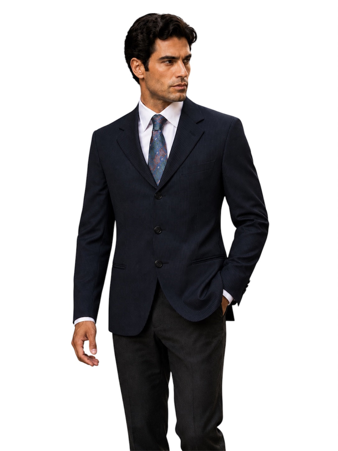 Armani Collezioni Giacca Uomo Nera Gessata Elegante Taglia 52 Made in Italy