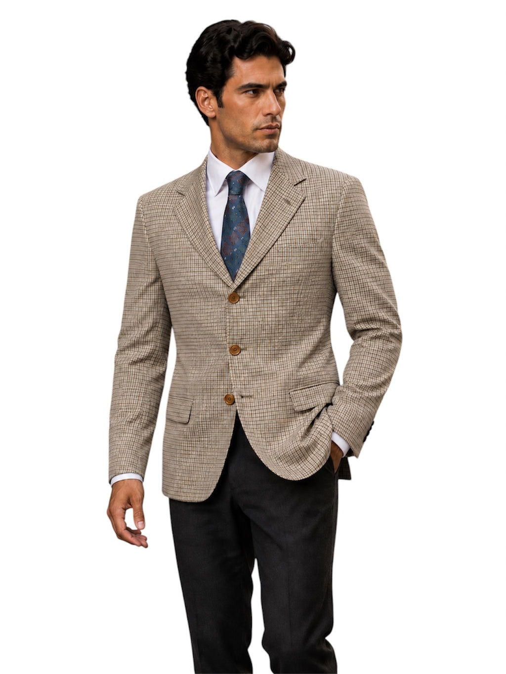 Boggi Giacca Uomo Beige Quadri Cotone Made in Italy Taglia 52 Elegante Casual